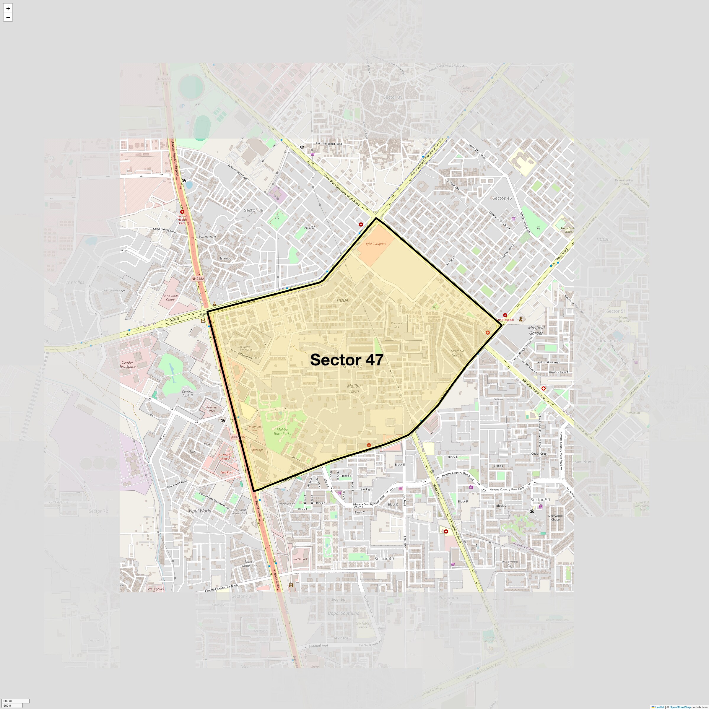Location Map of Sector 47, Gurgaon