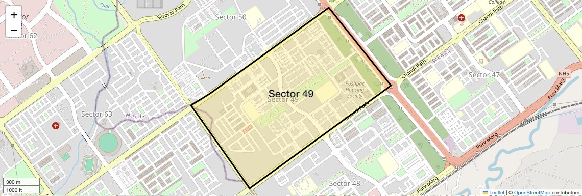 Location Map of Sector 49, Chandigarh