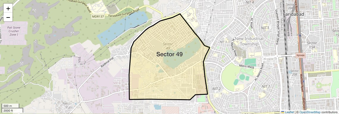 Location Map of Sector 49, Faridabad