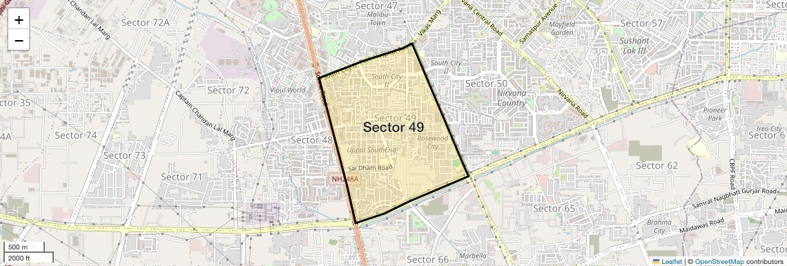 Location Map of Sector 49, Gurgaon