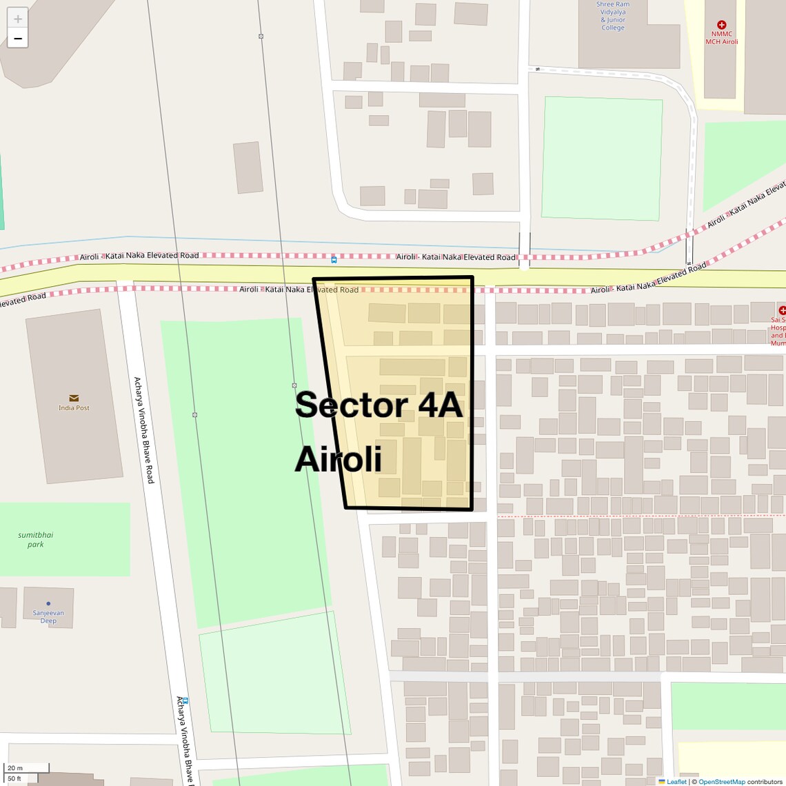 Location Map of Sector 4a Airoli, Navi Mumbai