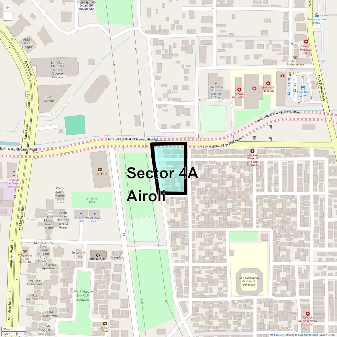 Location Map of Sector 4a Airoli, Navi Mumbai