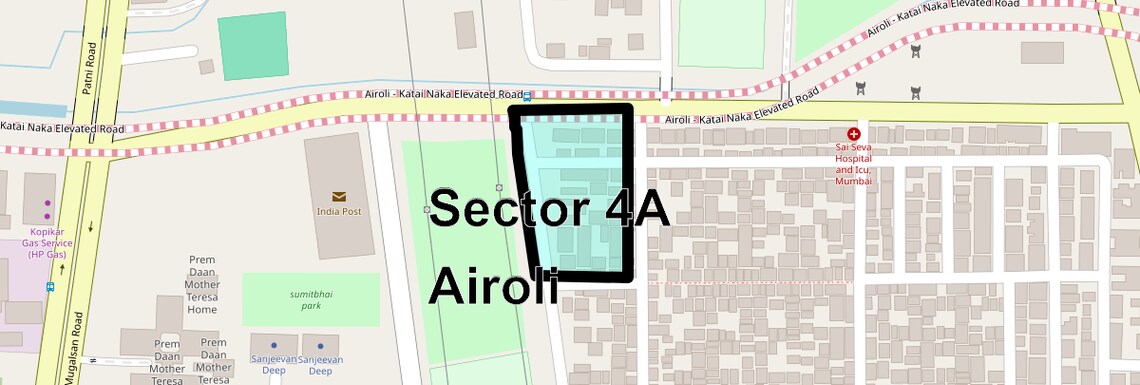 Location Map of Sector 4a Airoli, Navi Mumbai