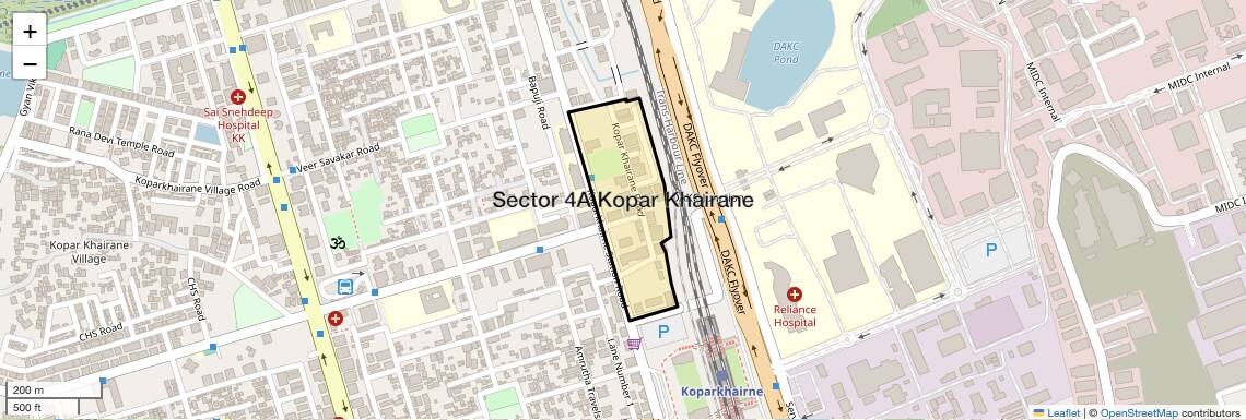 Location Map of Sector 4A Kopar Khairane, Navi Mumbai