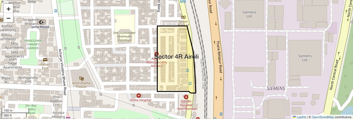 Location Map of Sector 4R Airoli, Navi Mumbai