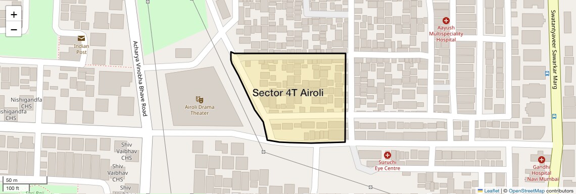 Location Map of Sector 4T Airoli, Navi Mumbai