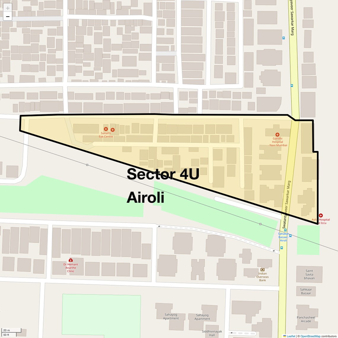 Location Map of Sector 4u Airoli, Navi Mumbai