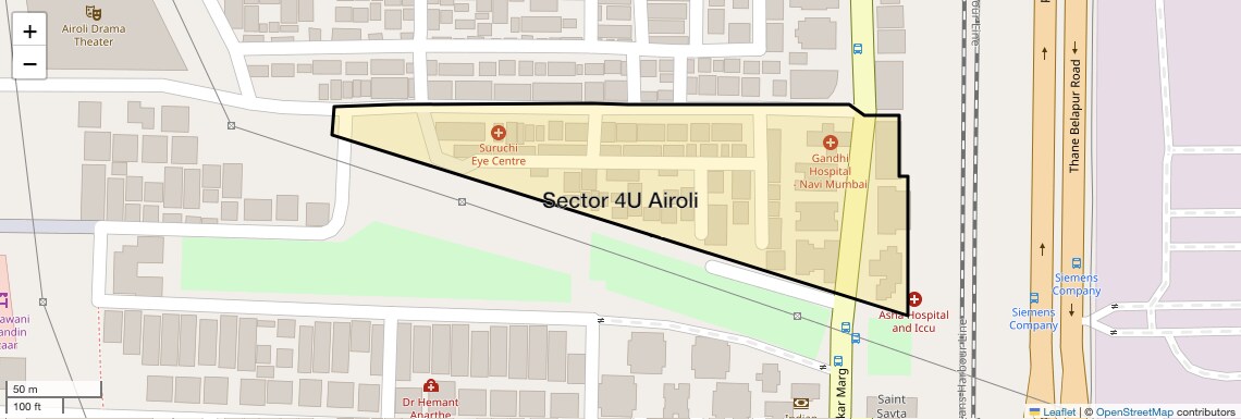 Location Map of Sector 4u Airoli, Navi Mumbai