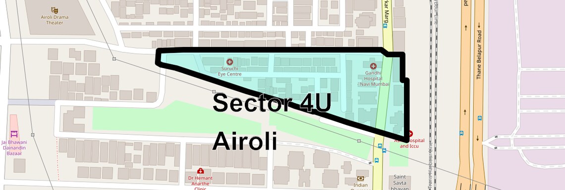 Location Map of Sector 4u Airoli, Navi Mumbai