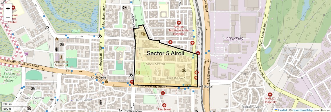 Location Map of Sector 5 Airoli, Navi Mumbai