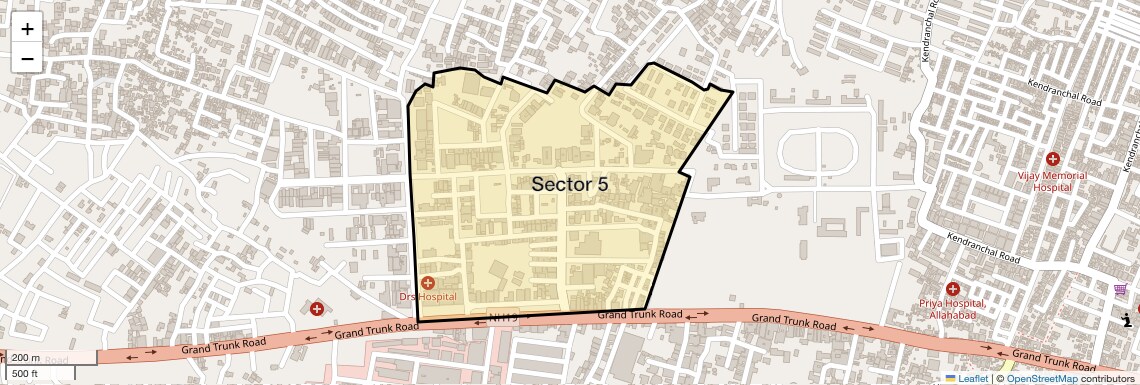 Location Map of Sector 5, Allahabad