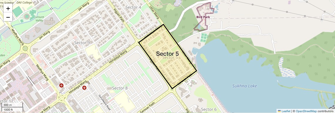 Location Map of Sector 5, Chandigarh