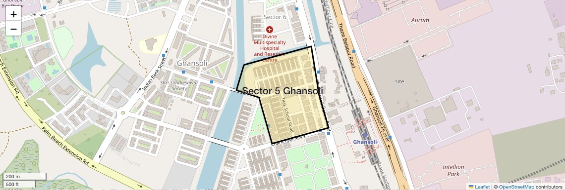 Location Map of Sector 5 Ghansoli, Navi Mumbai
