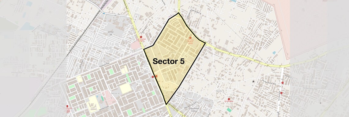 Location Map of Sector 5, Gurgaon