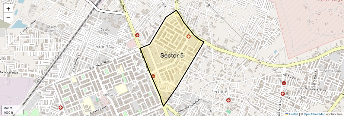 Location Map of Sector 5, Gurgaon