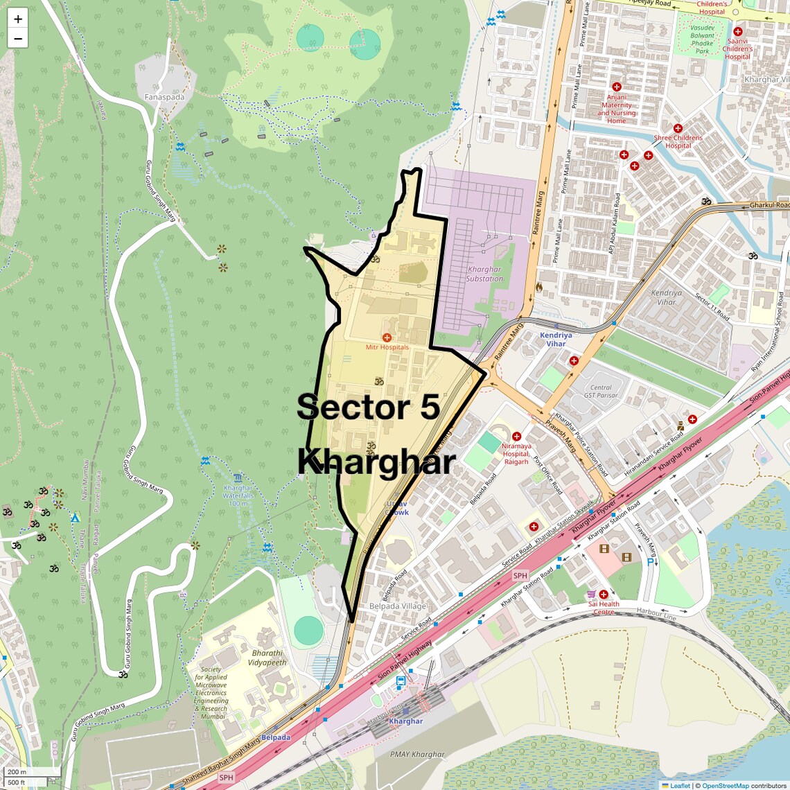 Location Map of Sector 5 Kharghar, Navi Mumbai