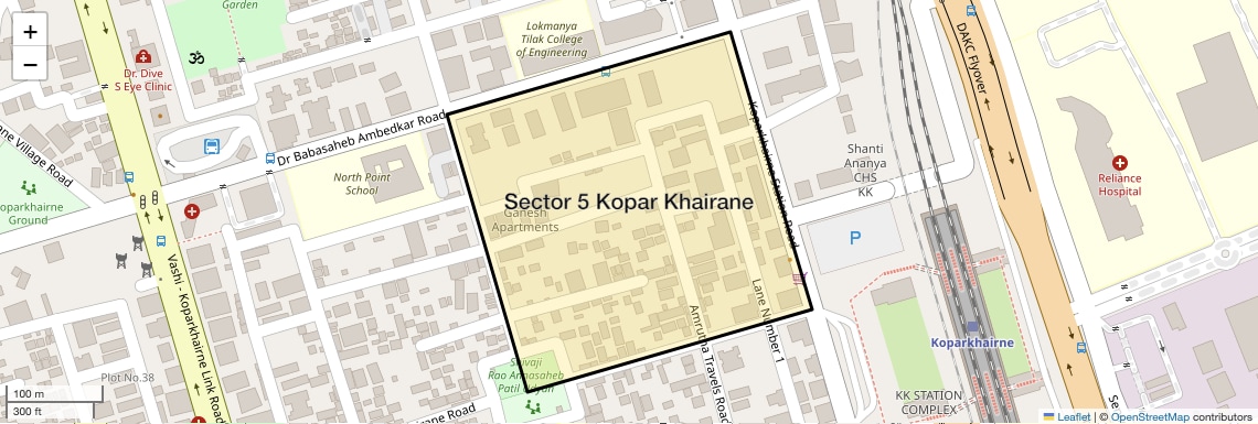 Location Map of Sector 5 Kopar Khairane, Navi Mumbai