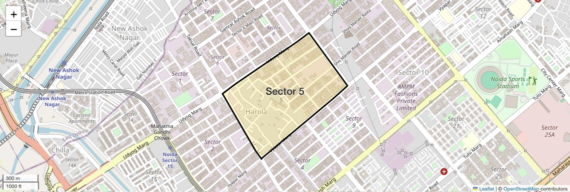 Location Map of Sector 5, Noida