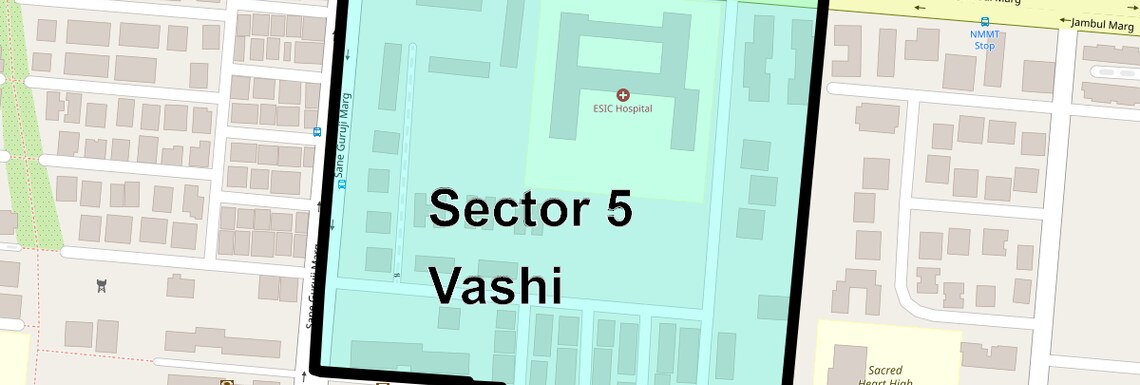 Location Map of Sector 5 Vashi, Navi Mumbai