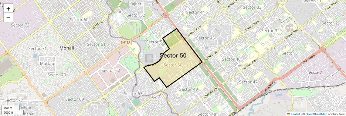 Location Map of Sector 50, Chandigarh