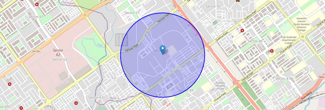 Location Map of Sector 50, Chandigarh