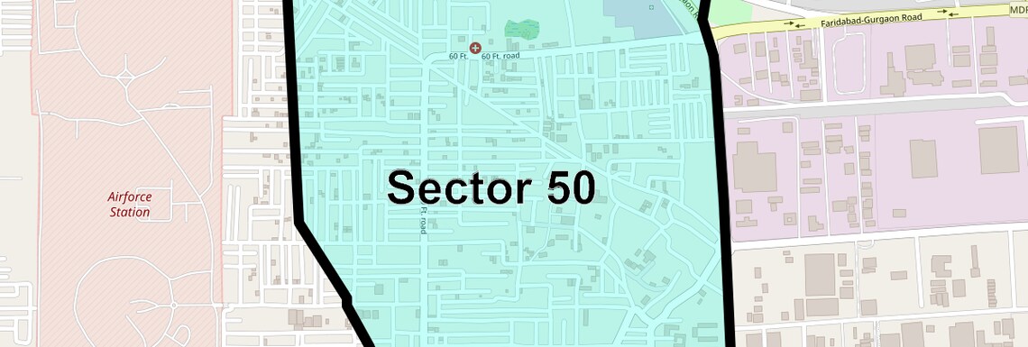 Location Map of Sector 50, Faridabad