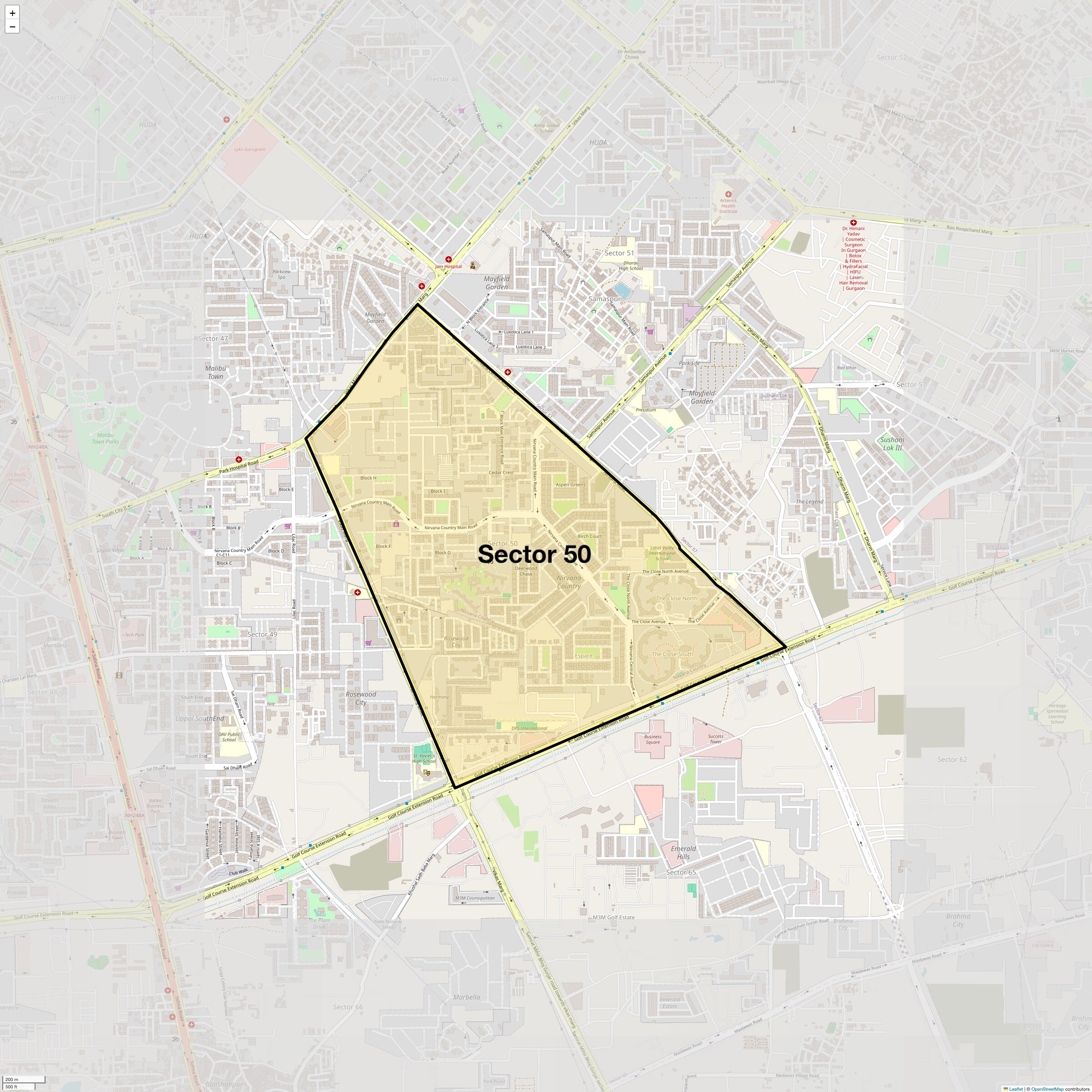 Location Map of Sector 50, Gurgaon