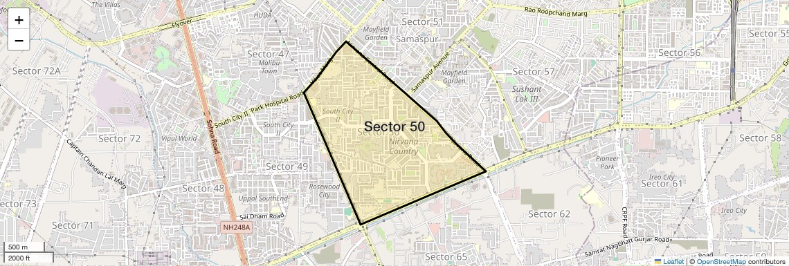 Location Map of Sector 50, Gurgaon