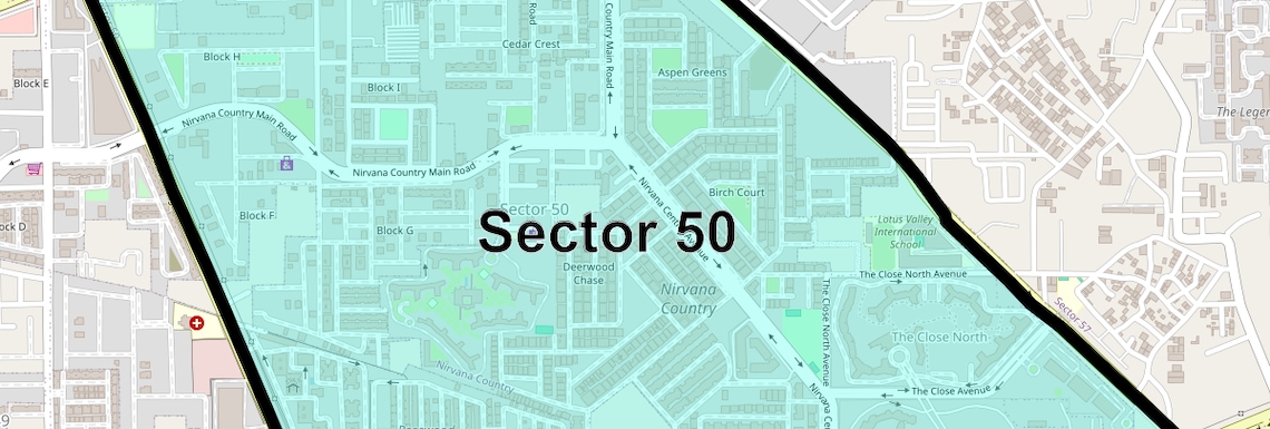 Location Map of Sector 50, Gurgaon