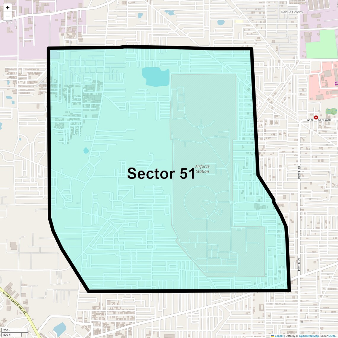 Location Map of Sector 51, Faridabad