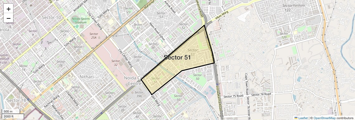 Location Map of Sector 51, Noida