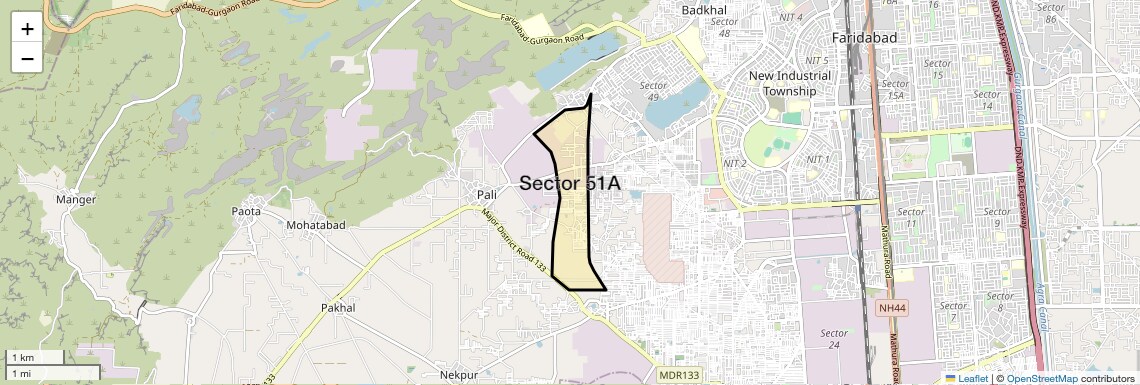 Location Map of Sector 51A, Faridabad