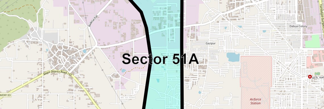 Location Map of Sector 51a, Faridabad