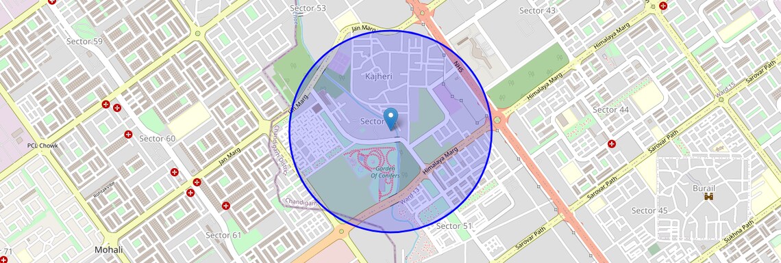 Location Map of Sector 52, Chandigarh
