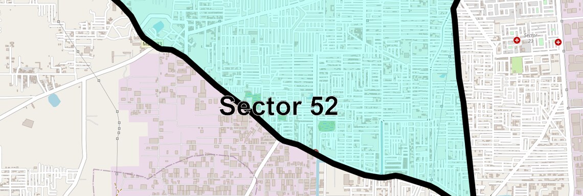 Location Map of Sector 52, Faridabad