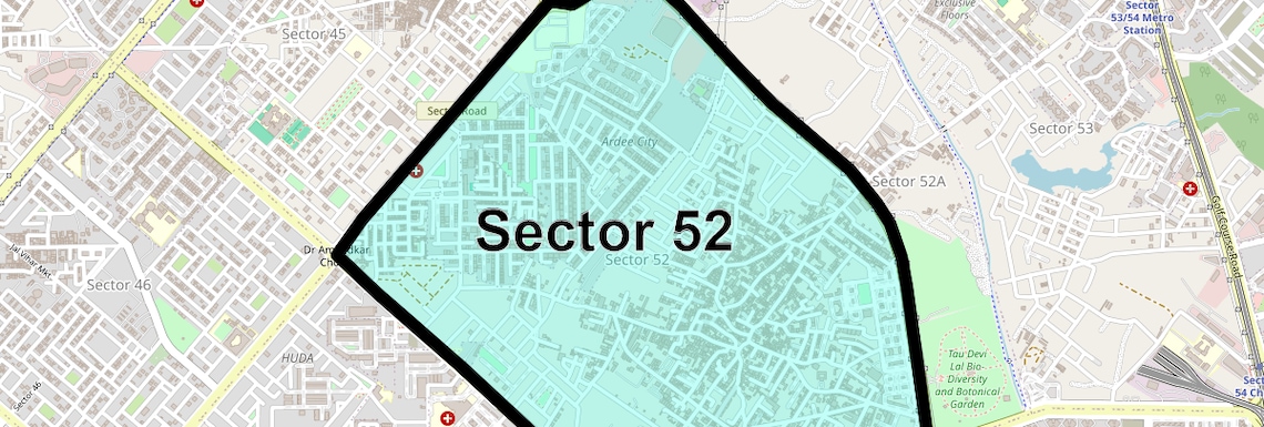 Location Map of Sector 52, Gurgaon
