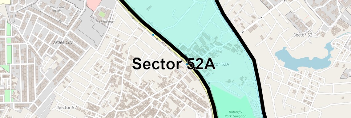 Location Map of Sector 52a, Gurgaon