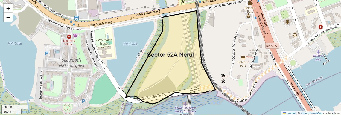 Location Map of Sector 52A Nerul, Navi Mumbai