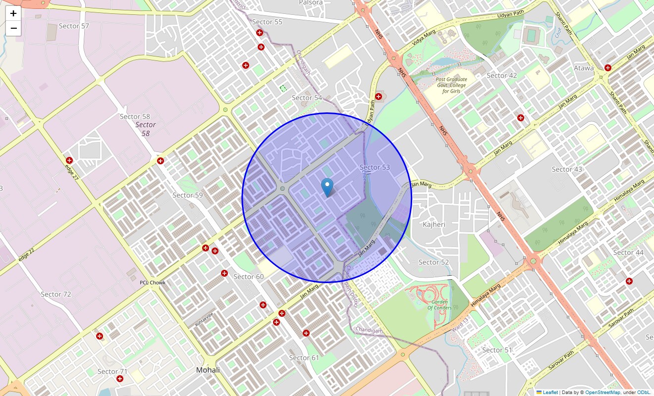 Location Map of Sector 53, Chandigarh