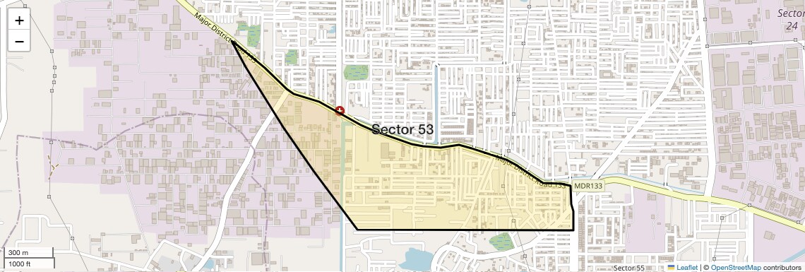 Location Map of Sector 53, Faridabad