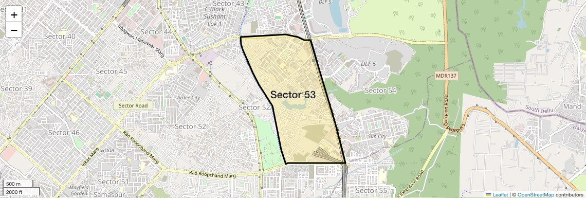 Location Map of Sector 53, Gurgaon