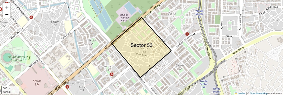 Location Map of Sector 53, Noida