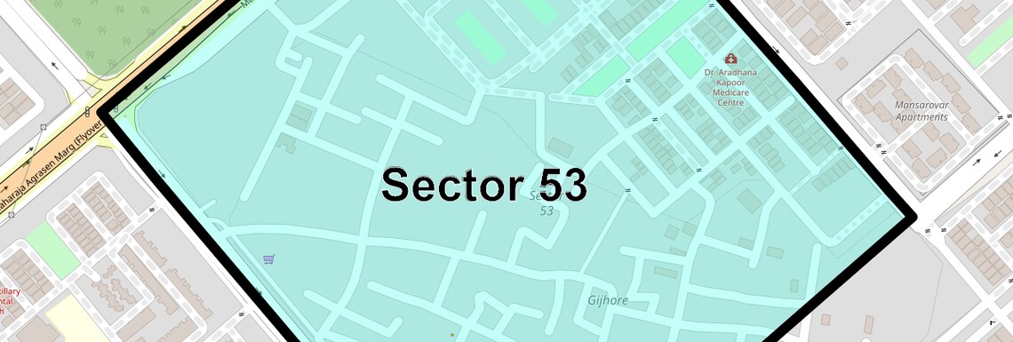 Location Map of Sector 53, Noida