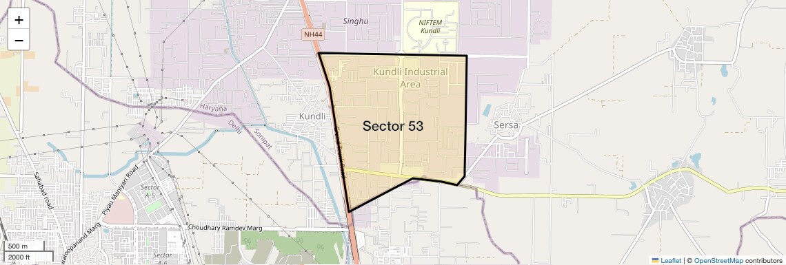 Location Map of Sector 53, Sonipat