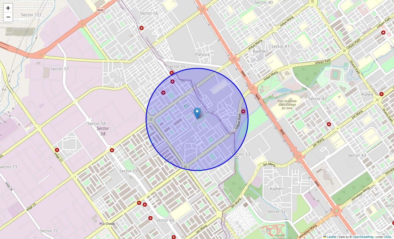 Location Map of Sector 54, Chandigarh