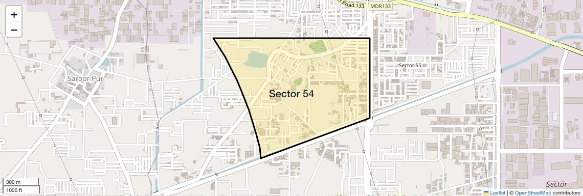 Location Map of Sector 54, Faridabad