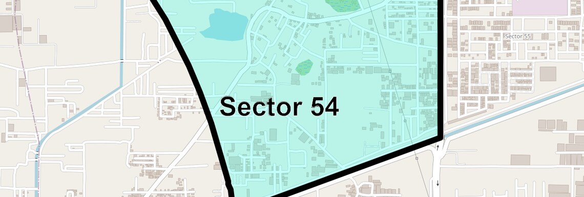Location Map of Sector 54, Faridabad