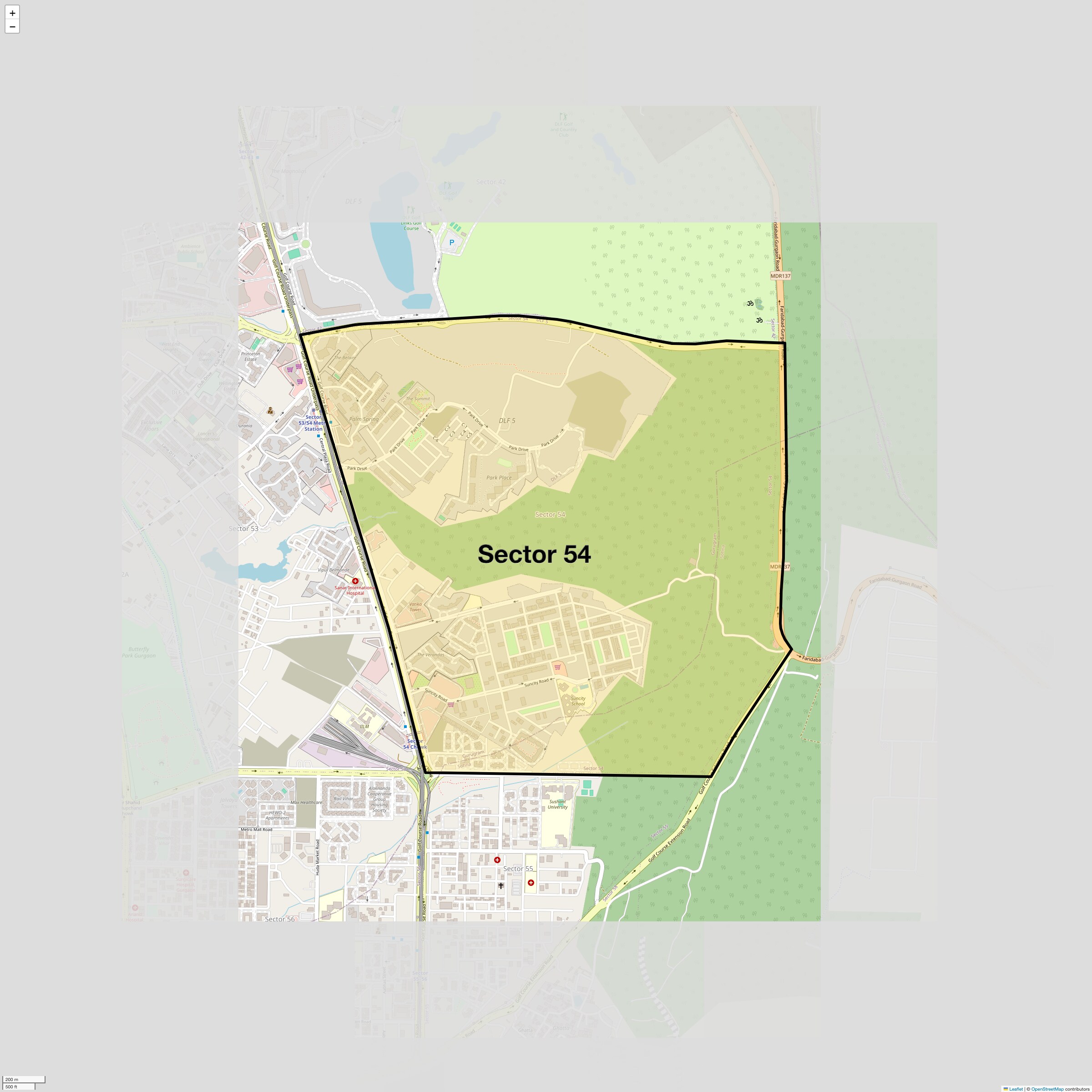 Location Map of Sector 54, Gurgaon