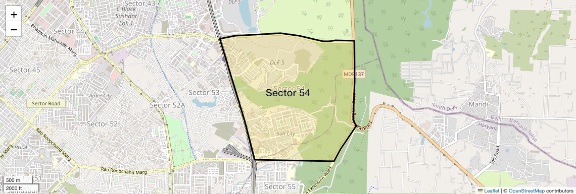 Location Map of Sector 54, Gurgaon