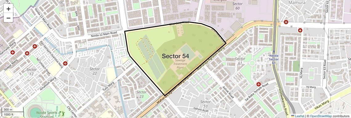Location Map of Sector 54, Noida